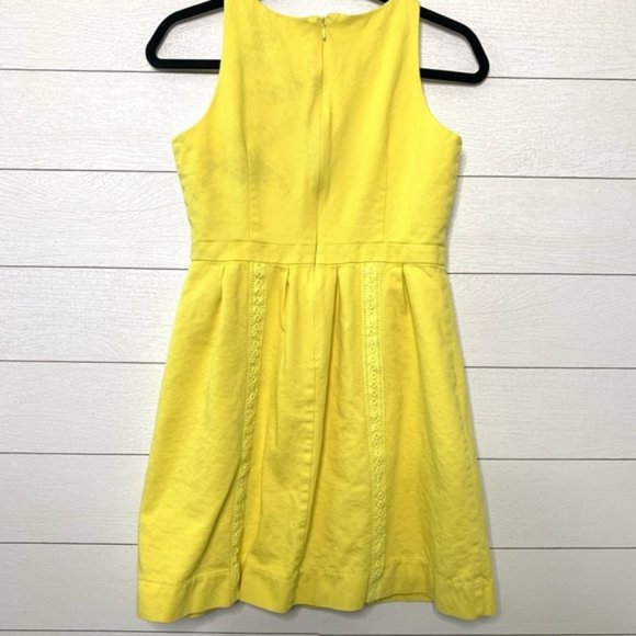 J. Crew Yellow Cotton Piqué Lace Dress Size 4 - Picture 3 of 5